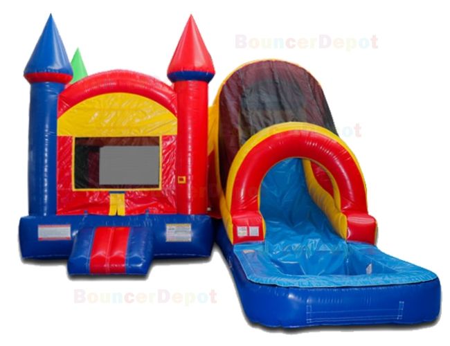 Wet Dry Combo Castle Inflatable Bouncer Moonwalk