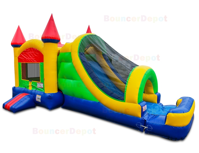 Multi Color Inflatable Jumper Slide Combo With Pool