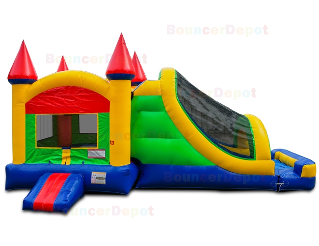 Multi Color Inflatable Jumper Slide Combo With Pool