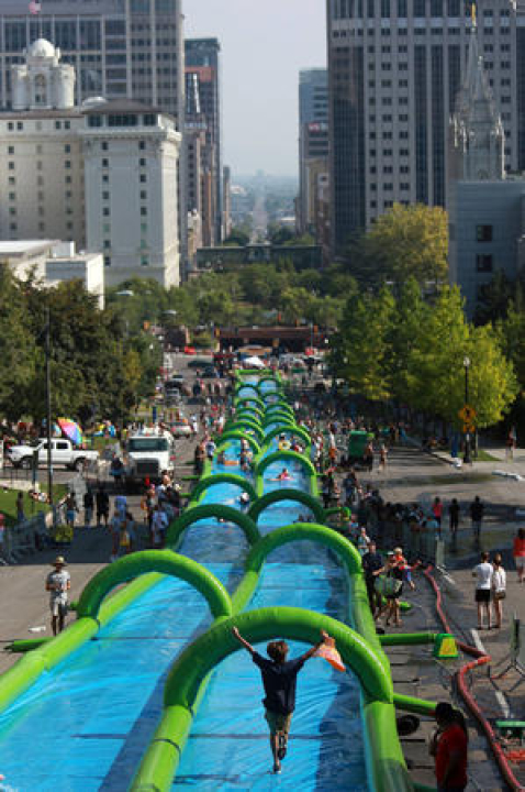 Worlds Longest Inflatable Slide
