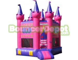 pink princess castle commercial bounce house