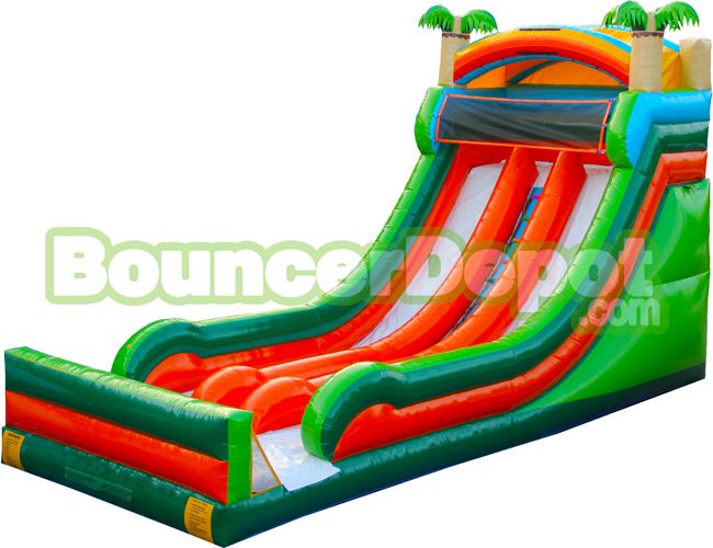 18 Ft Double Lane Tropical Slide And Slip