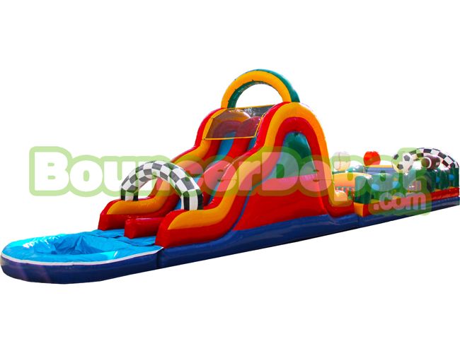 70 Feet Sports Obstacle N Dual Lane Slide W Pool