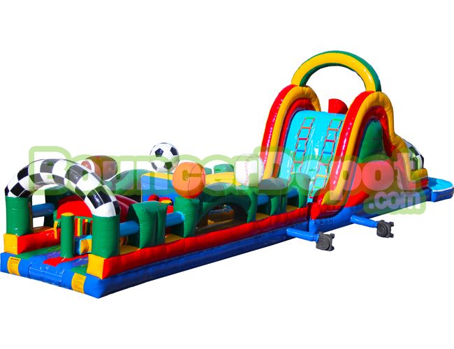 70 Feet Sports Obstacle N Dual Lane Slide W Pool