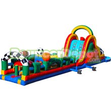 70 Feet Sports Obstacle And Dual Lane Slide Combo