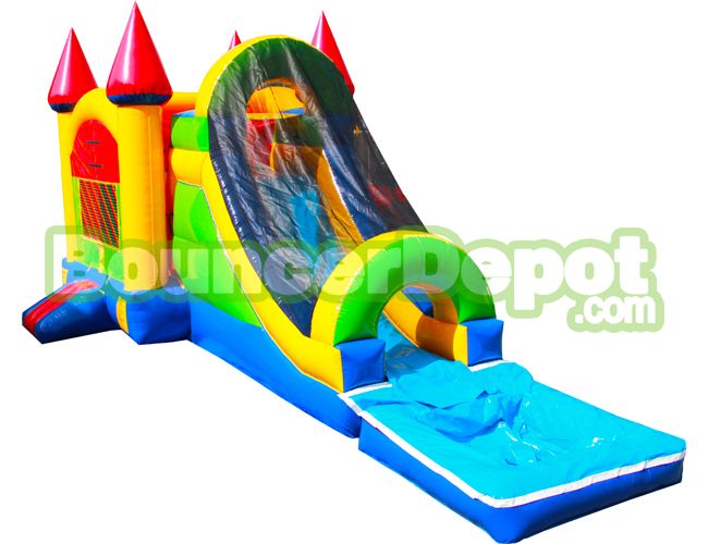 Multi Color Inflatable Jumper Slide Combo With Pool
