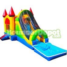 Multi Color Inflatable Jumper Slide Combo With Pool