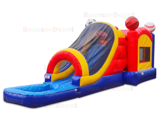 Sports Arena Combo Jumper Slide With Pool