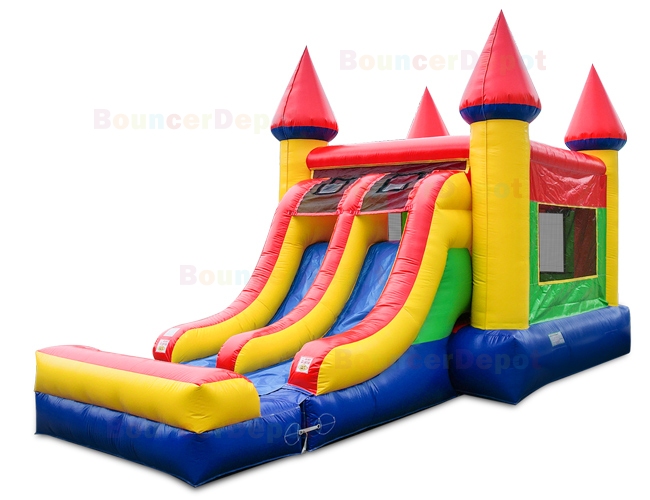 Double Lane Compact Castle Inflatable Combo Jumper