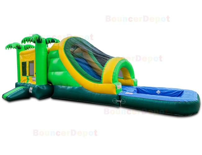 Tropical Jumper Slide Combo With Pool