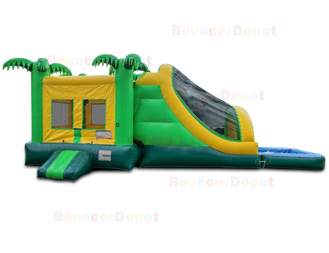 Tropical Jumper Slide Combo With Pool