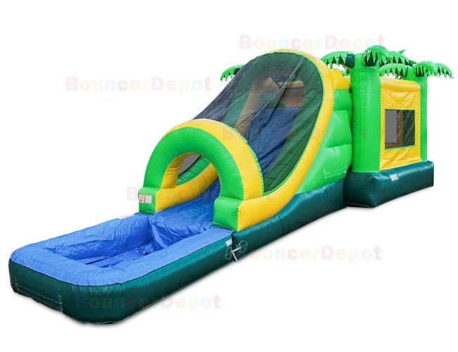 Tropical Jumper Slide Combo With Pool