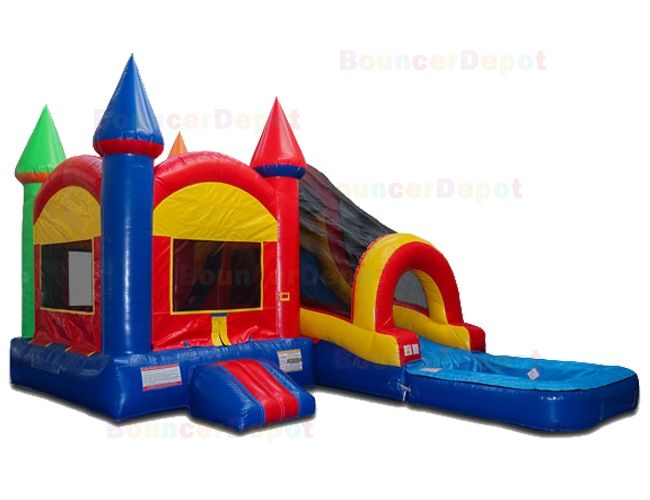 Wet Dry Combo Castle Inflatable Bouncer Moonwalk