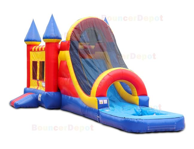 55 Feet Combo Castle Obstacle With Pool