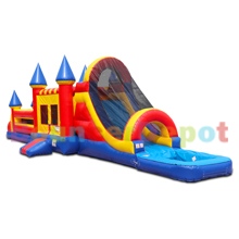 55 Feet Combo Castle Obstacle With Pool