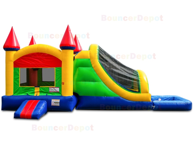 Multi Color Inflatable Jumper Slide Combo With Pool