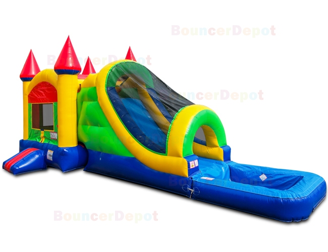 Multi Color Inflatable Jumper Slide Combo With Pool