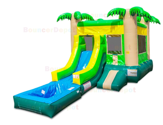 Tropical Jumper Front Slide Combo with Pool