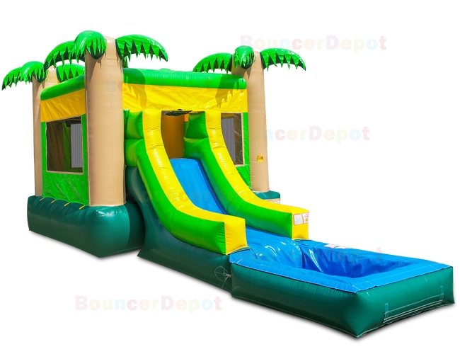 Tropical Jumper Front Slide Combo with Pool