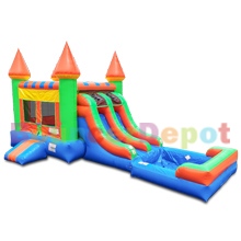 Double Lane Slide Castle Combo with Pool