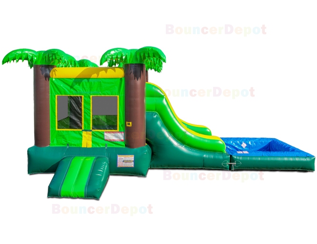 Compact Tropical  Combo Jumper with Pool