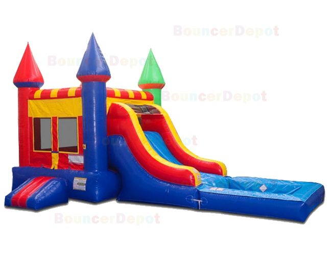 Compact Rainbow Castle Jumper with Pool