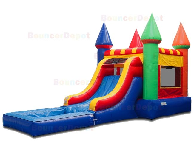 Compact Rainbow Castle Jumper with Pool