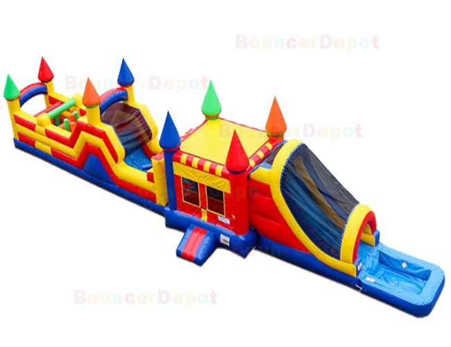 Rainbow Castle Obstacle Bounce House Wet N Dry