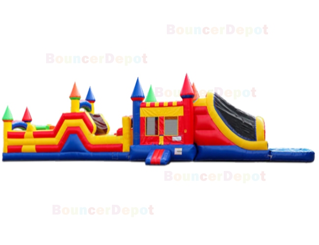 Rainbow Castle Obstacle Bounce House Wet N Dry