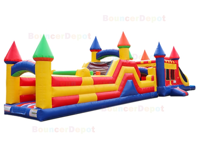 Rainbow Castle Obstacle Bounce House Wet N Dry