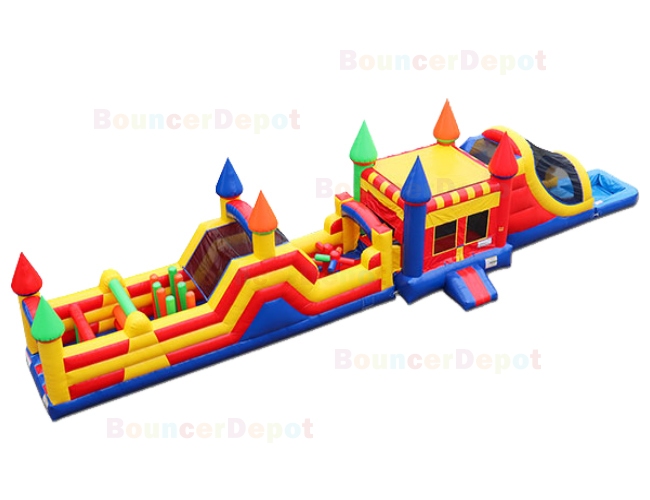 Rainbow Castle Obstacle Bounce House Wet N Dry