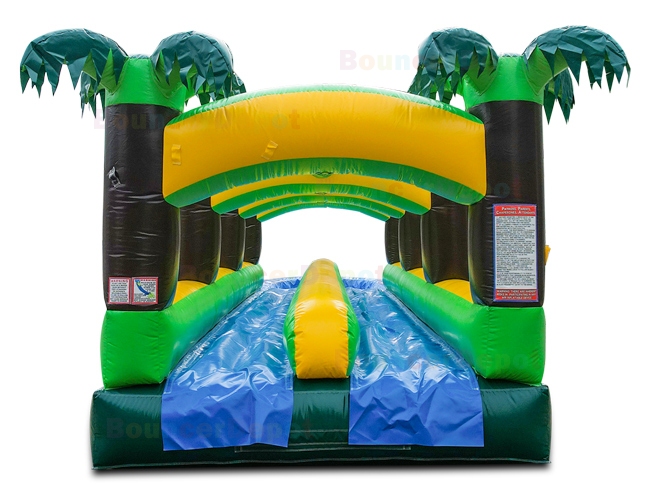 Double Lane Tropical Inflatable Slip N Splash For Sale With Pool