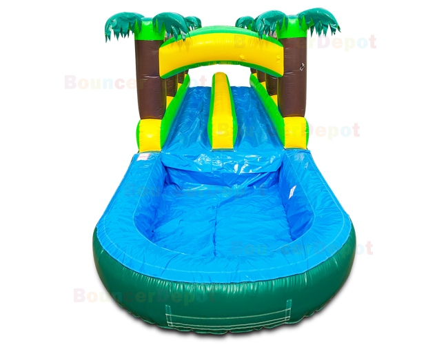 Double Lane Tropical Inflatable Slip N Splash For Sale With Pool