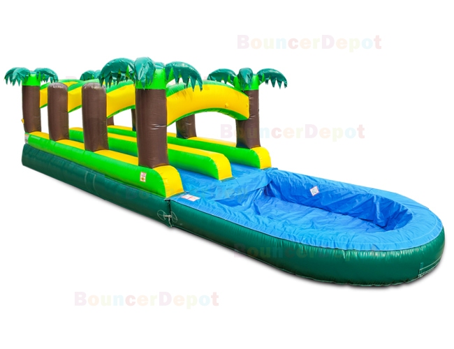 Double Lane Tropical Inflatable Slip N Splash For Sale With Pool