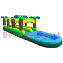 Double Lane Tropical Inflatable Slip N Splash For Sale With Pool