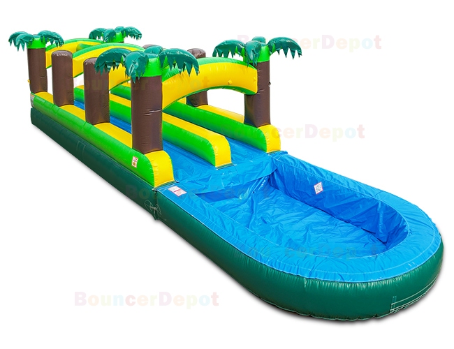 Double Lane Tropical Inflatable Slip N Splash For Sale With Pool