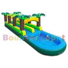Double Lane Tropical Inflatable Slip N Splash For Sale With Pool