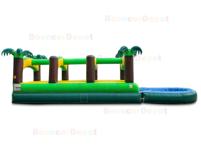 Double Lane Tropical Inflatable Slip N Splash For Sale With Pool