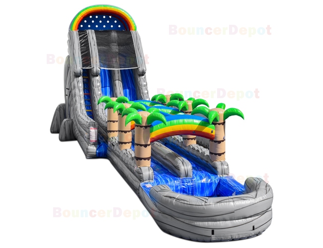 22 High Double Lane Marble Gray Water Slide