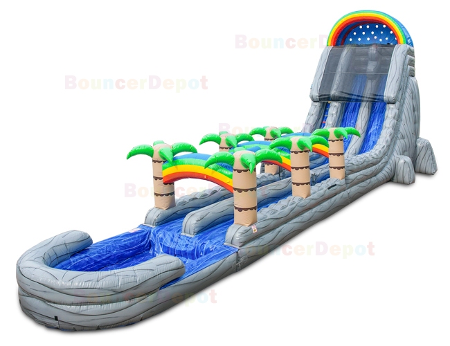 22 High Double Lane Marble Gray Water Slide