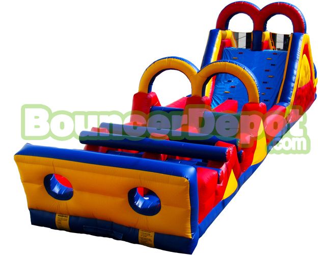 70 Feet Double Lane Rainbow Bounce Obstacle Course