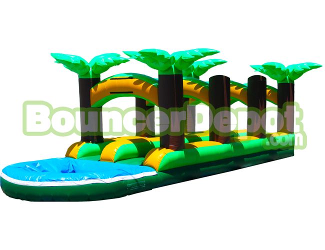 Double Lane Tropical Inflatable Slip N Splash For Sale With Pool