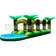 Double Lane Tropical Inflatable Slip N Splash For Sale With Pool