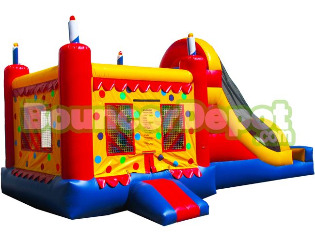 Jumpers With Slides, Birthday Party Cake Jumpers With Slides BouncerDepot