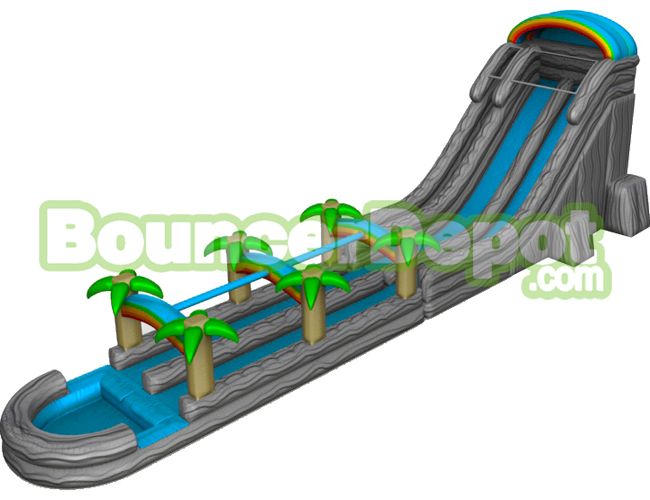 22 High Double Lane Marble Gray Water Slide