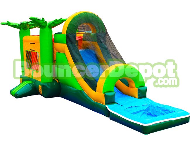 Tropical Jumper Slide Combo With Pool