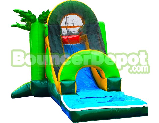 Tropical Jumper Slide Combo With Pool